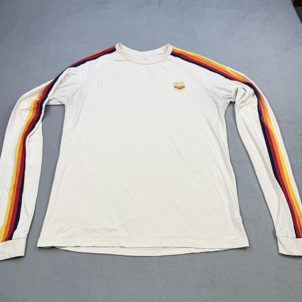Marine Layer Shirt Mens Small White Rainbow Stripe Long Sleeve Tee Lost & Found